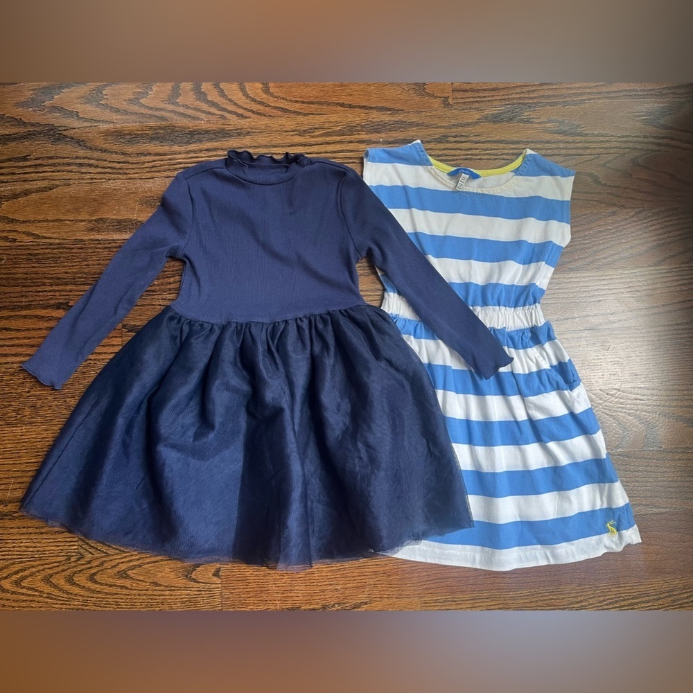 Old navy/ Joules bundle of 2 dresses girls size 3-4 blue white